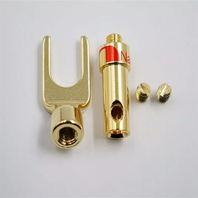 Multiscene Nakamichi Gold Plated Banana Plugs Y Spade Silver Color