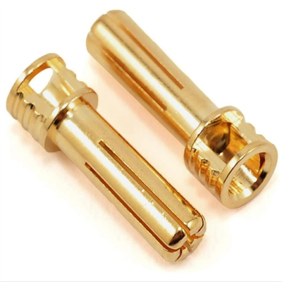 Flat Top 5mm Gold Plated Bullet Connectors , Brass Gold Plated Speaker Banana Plugs