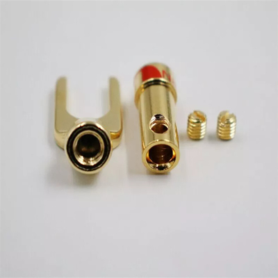 Multiscene Nakamichi Gold Plated Banana Plugs Y Spade Silver Color