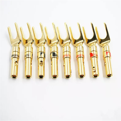 Multiscene Nakamichi Gold Plated Banana Plugs Y Spade Silver Color
