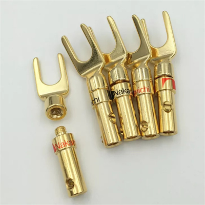 Multiscene Nakamichi Gold Plated Banana Plugs Y Spade Silver Color
